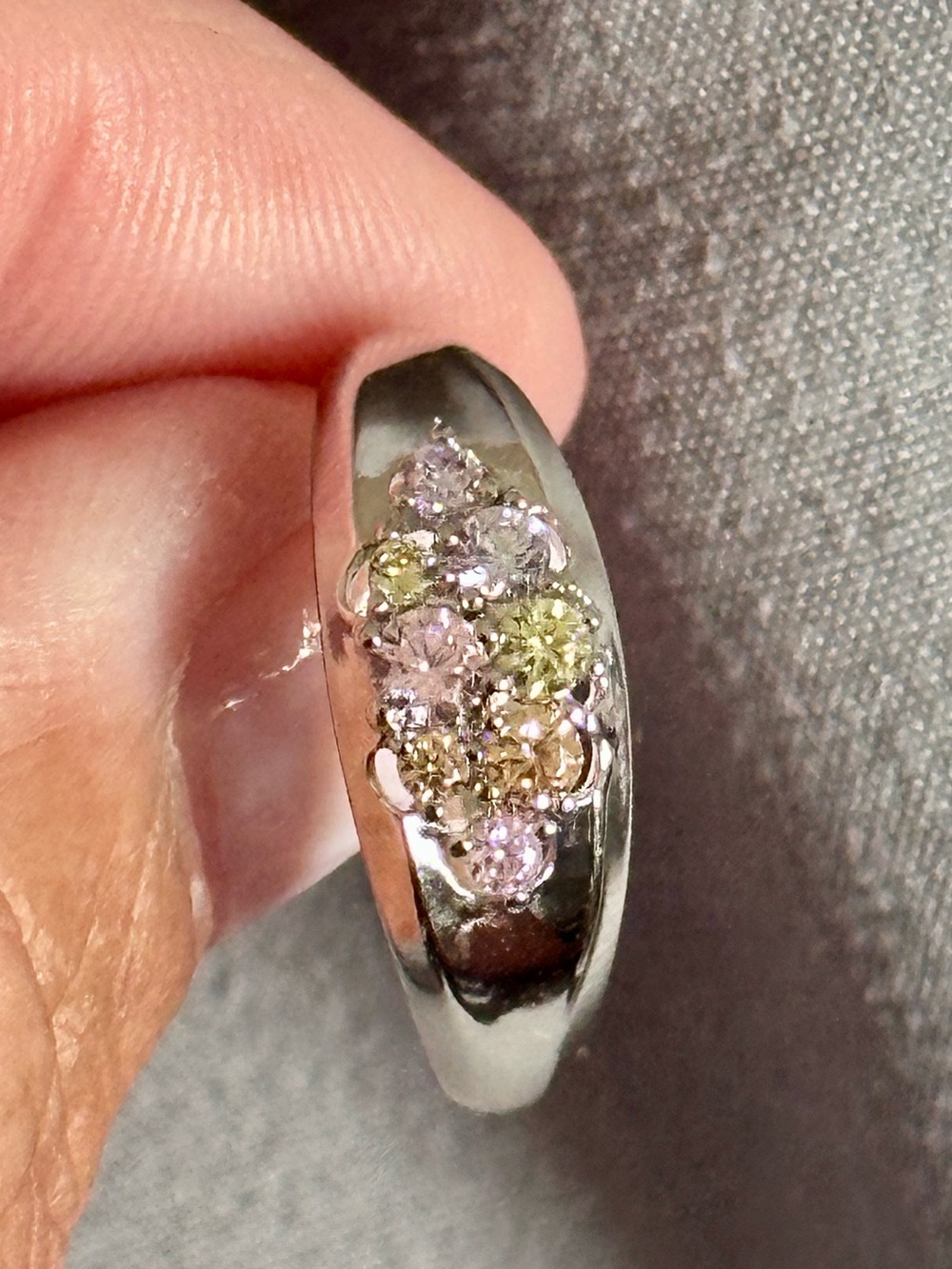 Pastel Color Cluster Stone Ring